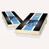 Rhode Island Stripe Cornhole Set - Include Case + Hole Lights + Score view 1