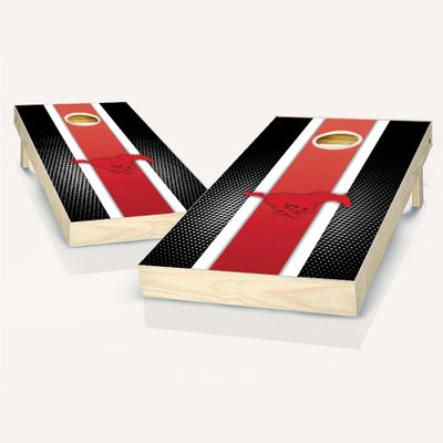 SMU Themed Striped Cornhole Set - Include Case + Hole Lights + Score