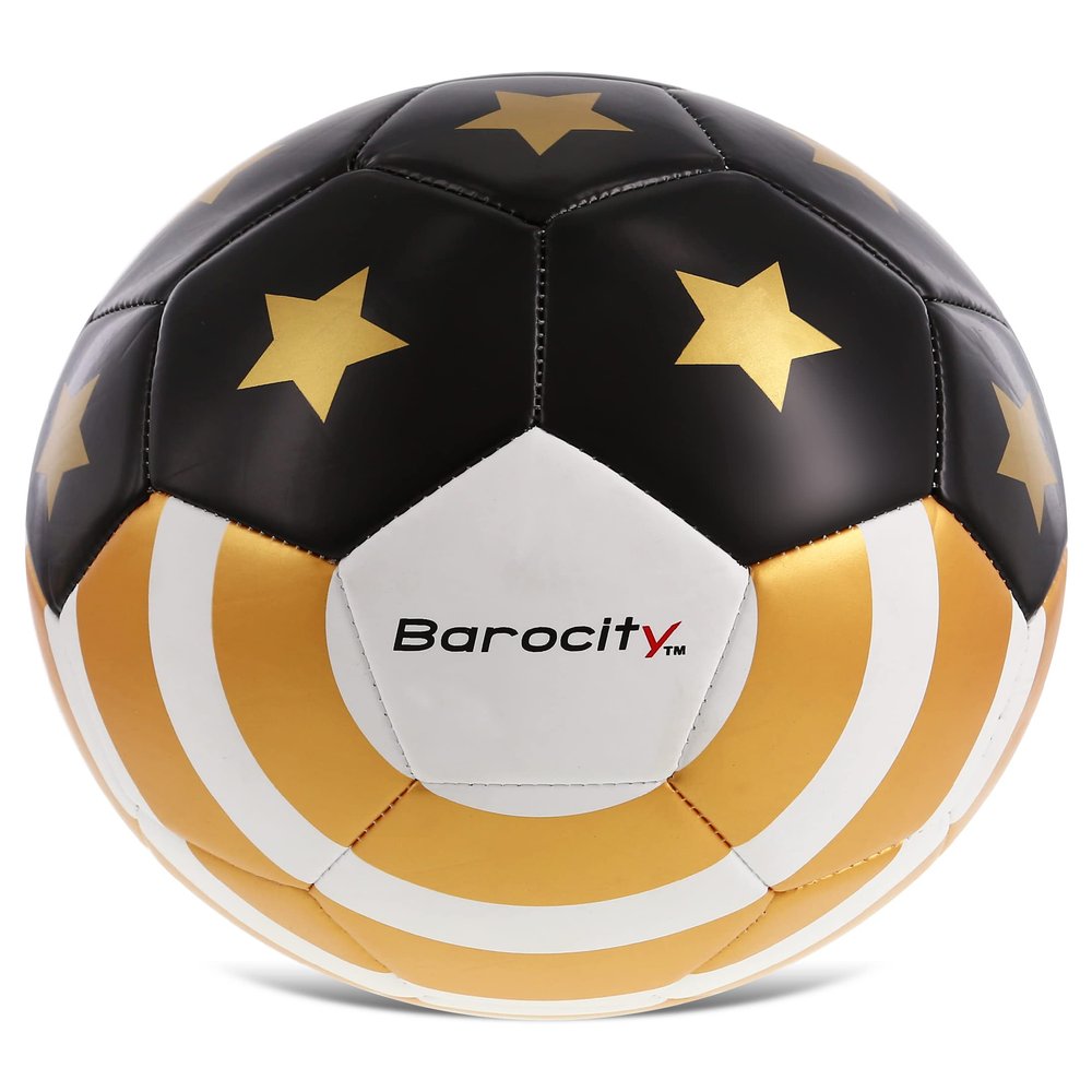 Barocity Gold USA Flag Soccer Ball - Premium Official Match Ball with Cool Stripes and Stars Pattern, Durable Adult and Kids Soccer Ball for Indoor, Outdoor, Training, Practice, Play, Games - Size 4