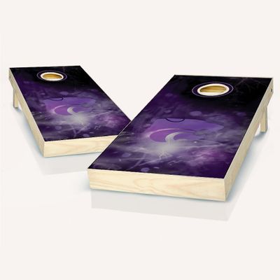 Skip's Garage Kansas State Themed Smoke Cornhole Set - Include Case + Hole Lights + Score
