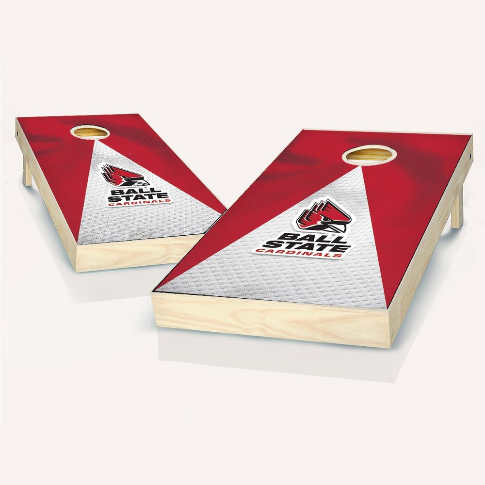 Skip's Garage Ball State Themed Jersey Cornhole Set - Include Board Edge Lights