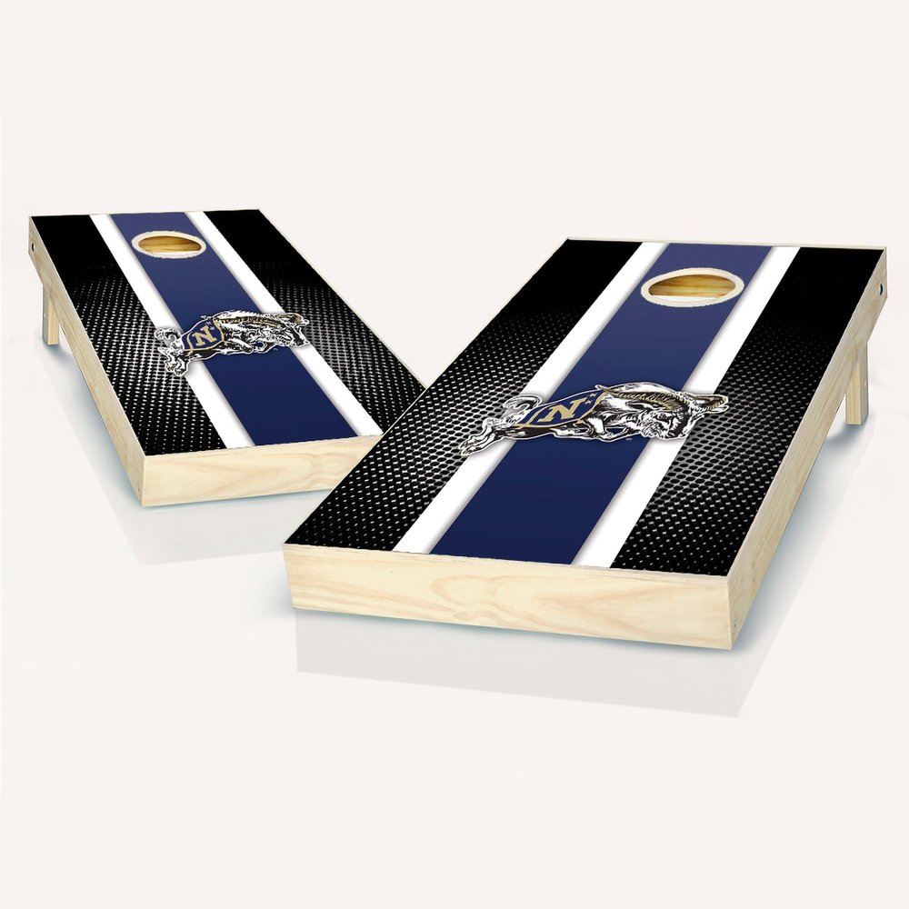 Navy Striped Cornhole Set - Include Board Hole Lights