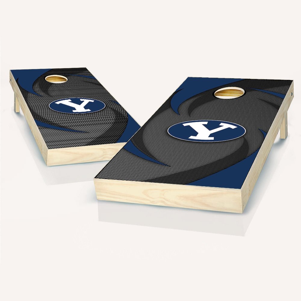 Skip's Garage BYU Themed Swoosh Cornhole Set - Include Hole + Edge Lights + Score
