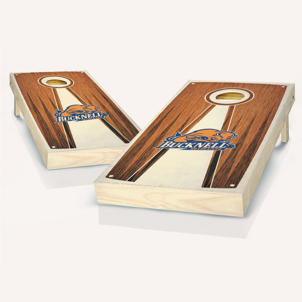 Skip's Garage Bucknell Themed Pyramid Cornhole Set - Include Case + Edge Lights + Score