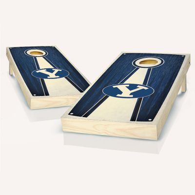 BYU Stained Pyramid Cornhole Set - Include Case + Hole Lights + Score
