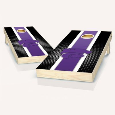 Kansas State Themed Striped Cornhole Set - Include Hole Lights + Score Tower