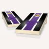 Kansas State Themed Striped Cornhole Set - Include Hole Lights + Score Tower view 1