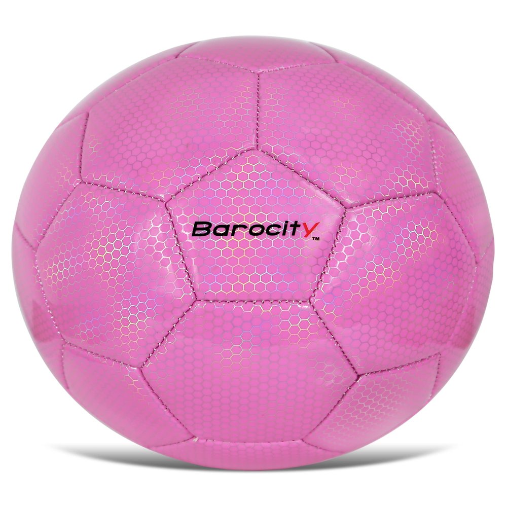 Barocity Women's Soccer Ball, Pink, Size 5, Rainbow Hex Pattern, Durable, Soft, Great Bounce, Perfect for Practice and Games