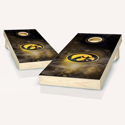 Skip's Garage Iowa Hawk Smoke Cornhole Set - Include Board Edge Lights