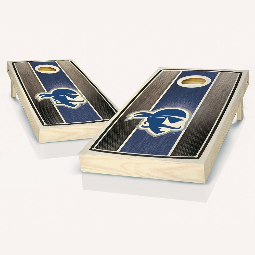 Seton Hall Stained Stripe Cornhole Set - Include Case + Edge Lights