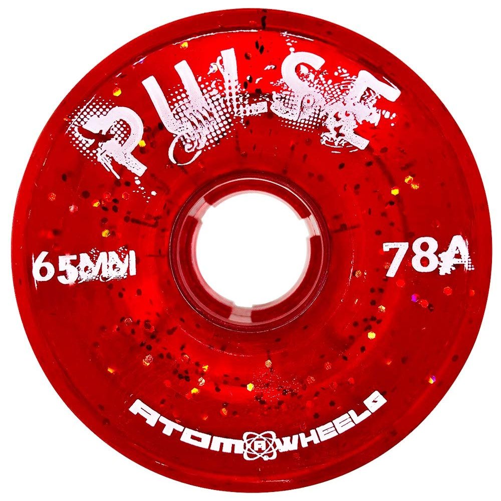 Atom Skates Outdoor Quad Roller Wheels 78A Atom Pulse 65x37 Glitter Red , 4pk (AM1-F-1050-RD-4W-3)