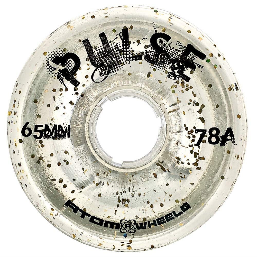 Atom Skates Outdoor Quad Roller Wheels 78A Atom Pulse 65x37 Glitter Clear , 4pk