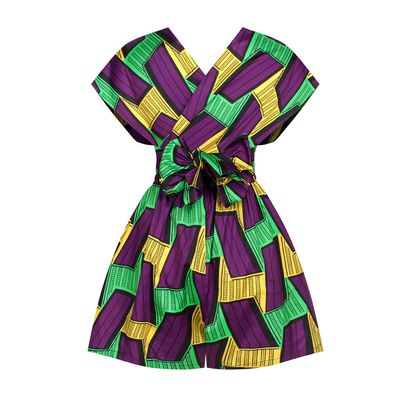 QIAOZHI Women's African Print Convertible Romper, High Waist A-Line Skort, Multi-Way Summer Beach Jumpsuit (US, Alpha, Medium, Regular, Regular, Colors 003)