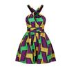 QIAOZHI Women's African Print Convertible Romper, High Waist A-Line Skort, Multi-Way Summer Beach Jumpsuit (US, Alpha, Medium, Regular, Regular, Colors 003) view 2