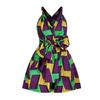 QIAOZHI Women's African Print Convertible Romper, High Waist A-Line Skort, Multi-Way Summer Beach Jumpsuit (US, Alpha, Medium, Regular, Regular, Colors 003) view 3