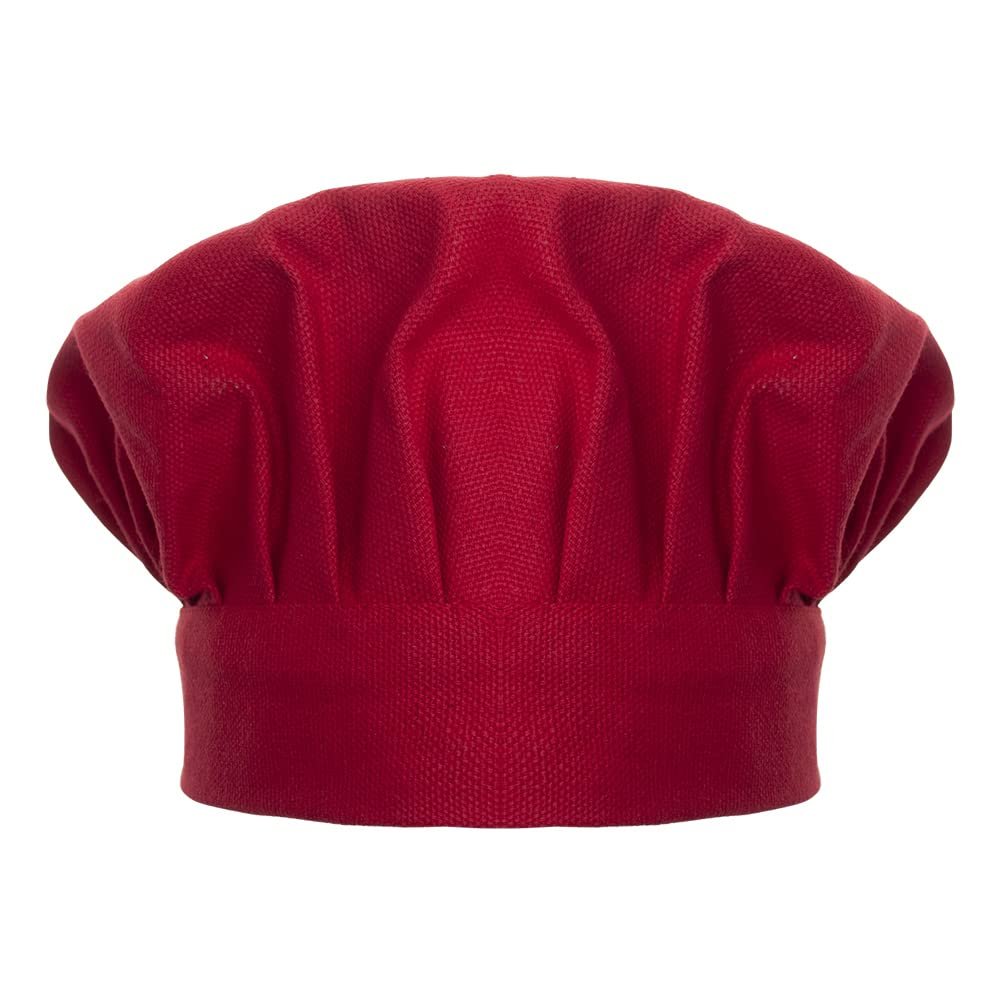 TopTie Chef Hat for Kid & Adult, Cotton Elastic Adjustable Kitchen Cooking Baking Hat-Red-M