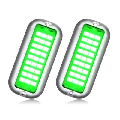 BASIKER BS1 Marine LED Boat Light (2x1200LM 27LED), 10-36V, 316 Stainless Steel, IP68, Air or Underwater, Surface Mount Designed for Cruise Ships, Yachts, Boats, Sailboat, Pontoon, Transom (Green)