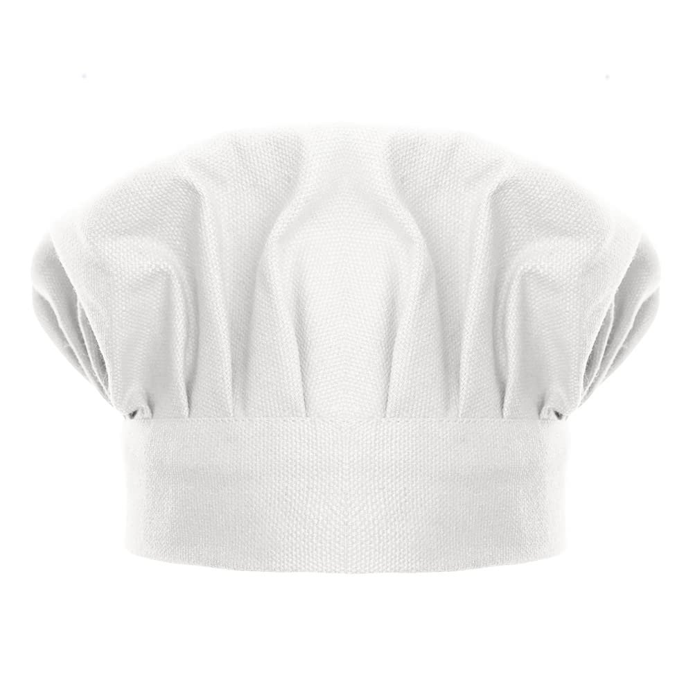 TopTie Chef Hat for Kid & Adult, Cotton Elastic Adjustable Kitchen Cooking Baking Hat-White-S