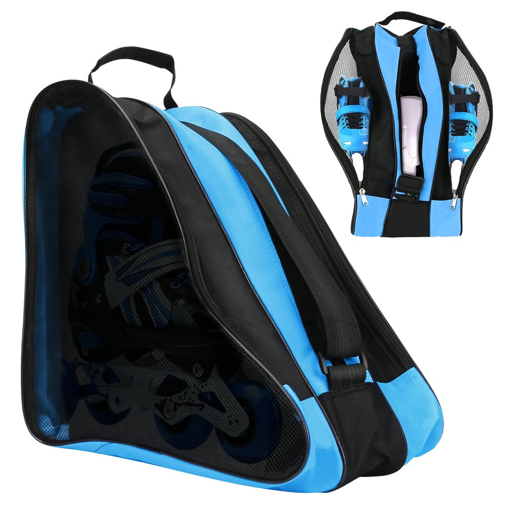 FOUUA Roller Skate Bag - Unisex Ice Skate Bag with Adjustable Shoulder Strap - Breathable Oxford Cloth Skating Shoes Storage (Blue)