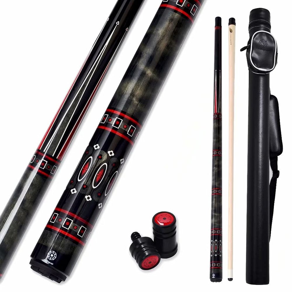Collapsar CXL500 Pool Cue with 1X1 Hard Case,Low Deflection Shaft 13mm Black Tip Billiard Ques Sticks,58" 2-Pieces 19 oz Professional Pool Stick Set