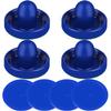 Air Hockey Pushers and Blue Air Hockey Pucks, Goal Handles Paddles Replacement Accessories for Game Tables (4 Striker, 4 Puck Pack) (Blue & Blue)