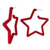 80 90s colorful star hoop earrings Colorful Big Hoop Earrings Retro Neon Earrings Dangle Earrings for Women (STAR red) view 1