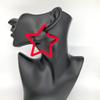 80 90s colorful star hoop earrings Colorful Big Hoop Earrings Retro Neon Earrings Dangle Earrings for Women (STAR red) view 2