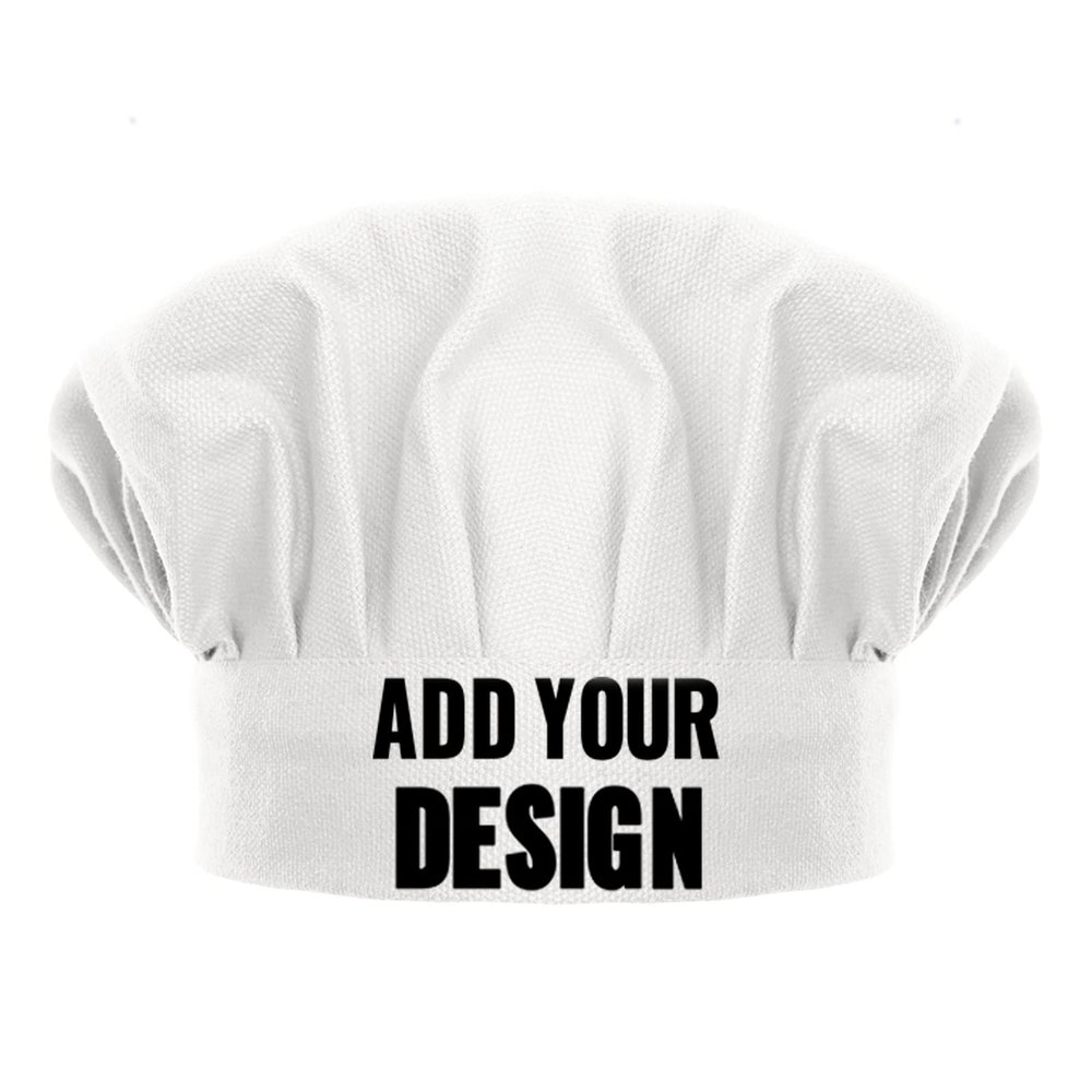 TopTie Custom Print Chef Hat for Kids & Adults, Cotton Elastic Adjustable Kitchen Cooking Baking Hat-White-M