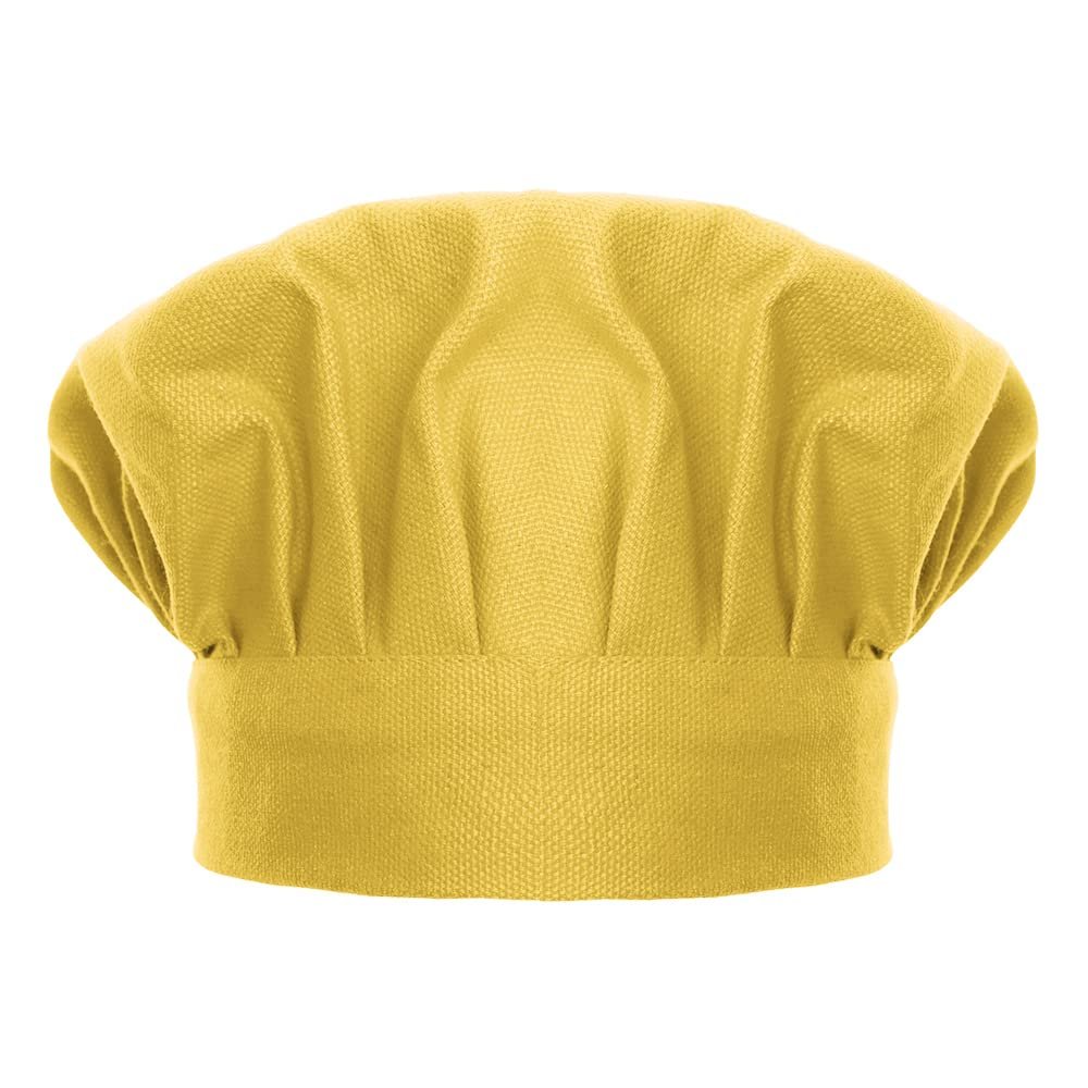 TopTie Chef Hat for Kid & Adult, Cotton Elastic Adjustable Kitchen Cooking Baking Hat-Yellow-S