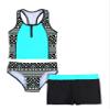 QinCiao Kids Girls Floral Print Crop Tops with Boyshort Bottoms 3 Pieces Tankini Set Swimsuit Bathing Suit Mint Green 16 view 1