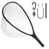 SF Fly Fishing Stealth Carbon Fiber Landing Net Soft Silicone Rubber Mesh Steelhead Catch and Release Net with Black Magnetic Net Release Combo Kit view 1