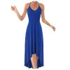 SERYU Women's Summer Sundresses V Neck Casual Sleeveless Asymmetrical Patchwork Floral Maxi Dresses B Blue view 1