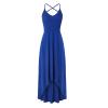 SERYU Women's Summer Sundresses V Neck Casual Sleeveless Asymmetrical Patchwork Floral Maxi Dresses B Blue view 2