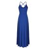 SERYU Women's Summer Sundresses V Neck Casual Sleeveless Asymmetrical Patchwork Floral Maxi Dresses B Blue view 3