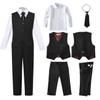 SaiLiiny Boys 4 Pieces Black Suits Slim Fit Outfits Vest Sets Formal Dresswear for Boy Suit with Tie Size 4T view 2