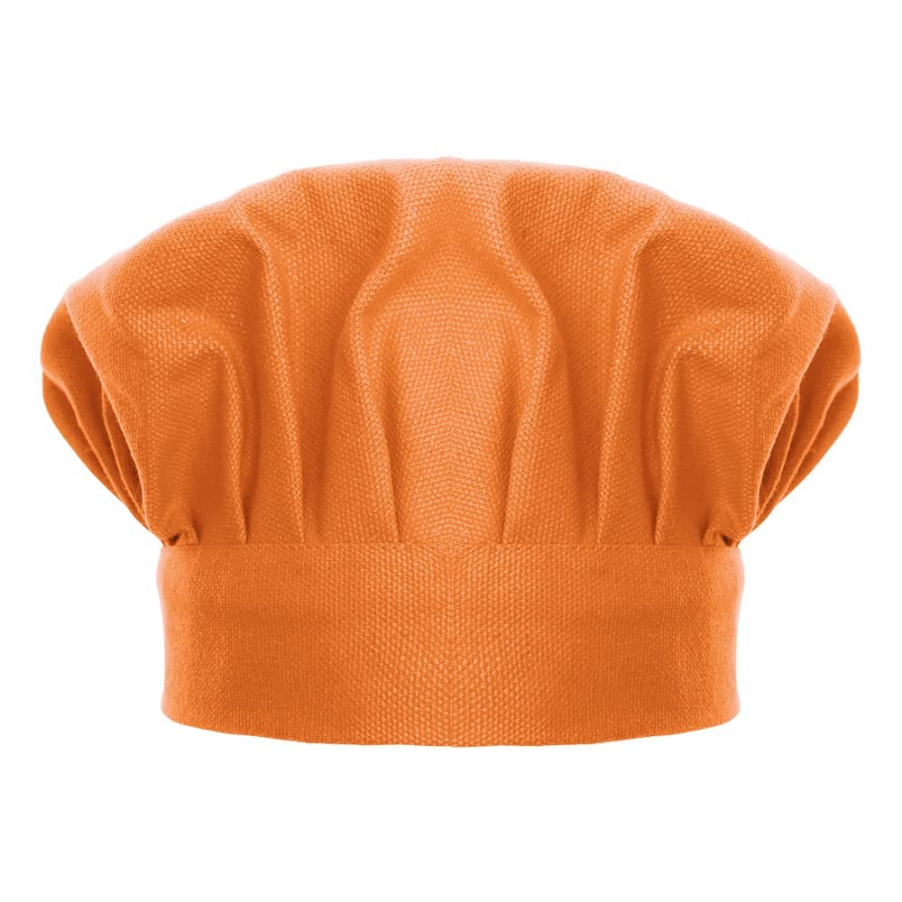 TopTie Chef Hat for Kid & Adult, Cotton Elastic Adjustable Kitchen Cooking Baking Hat-Orange-L