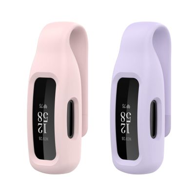 2-Pack BabyValley Clips Compatible for Fitbit Ace 3 Silicone Clips with Steel Sheet for Kids 6+, Sport Holder Accessory for Ace 3 Activity Tracker (Pink+Lavender)
