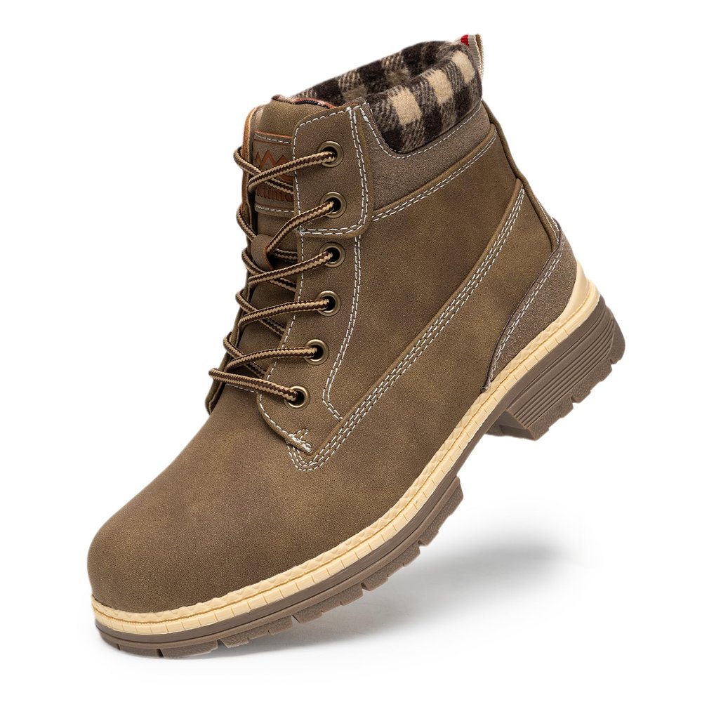 Hiking Work Boots for Women Waterproof - Winter Snow Casual Non Slip Combat Hiking Shoes Lace up Soft Toe Lightweight Ankle Booties LMW19-KAHKIAA-G-8