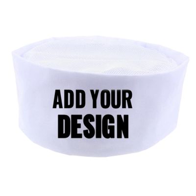 TopTie Custom Print Mesh Top Chef Hat, Sushi Restaurant Work Cap, Kitchen Cooking Food Service Waiter Skull Cap-White