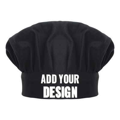 TopTie Custom Print Chef Hat for Kids & Adults, Cotton Elastic Adjustable Kitchen Cooking Baking Hat-Black-M