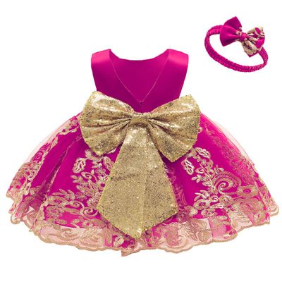 Flower Girl Dress 6 9 Month Sleeveless Clothing Lace Special Occasion Dress Ruffles Wedding Birthday Dresses Embroidery Tulle Tutu Ball Gowns for Infant Party Knee Sundresss Costumes (8557Rose, 70)
