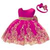 Flower Girl Dress 6 9 Month Sleeveless Clothing Lace Special Occasion Dress Ruffles Wedding Birthday Dresses Embroidery Tulle Tutu Ball Gowns for Infant Party Knee Sundresss Costumes (8557Rose, 70) view 2