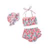 Toddler Girl Swimsuits Infant Baby Girl Bathing Suit Bikini Sets Swimwear 3 Piece Summer Beach Outfit Top Shorts Hat (Pink Watermelon, 0-6 Months) view 1