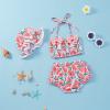Toddler Girl Swimsuits Infant Baby Girl Bathing Suit Bikini Sets Swimwear 3 Piece Summer Beach Outfit Top Shorts Hat (Pink Watermelon, 12-18 Months) view 3