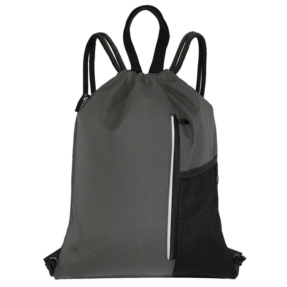 HOLYLUCK Men & Women Outdoor Sport Gym Sack Waterproof Drawstring Backpack Bag (dark grey)