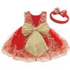 Flower Girl Dress 6 9 Month Sleeveless Clothing Lace Special Occasion Dress Ruffles Wedding Birthday Dresses Embroidery Tulle Tutu Ball Gowns for Infant Party Knee Sundresss Costumes (8557BRed, 70) view 1