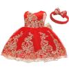Flower Girl Dress 6 9 Month Sleeveless Clothing Lace Special Occasion Dress Ruffles Wedding Birthday Dresses Embroidery Tulle Tutu Ball Gowns for Infant Party Knee Sundresss Costumes (8557BRed, 70) view 2