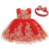 Flower Girl Dress 6 9 Month Sleeveless Clothing Lace Special Occasion Dress Ruffles Wedding Birthday Dresses Embroidery Tulle Tutu Ball Gowns for Infant Party Knee Sundresss Costumes (8557BRed, 70) view 3