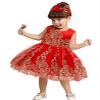 Flower Girl Dress 6 9 Month Sleeveless Clothing Lace Special Occasion Dress Ruffles Wedding Birthday Dresses Embroidery Tulle Tutu Ball Gowns for Infant Party Knee Sundresss Costumes (8557BRed, 70) view 4