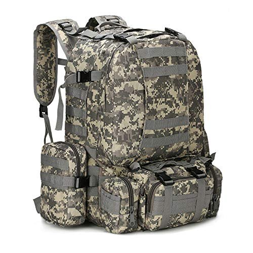 HHE 55L Military Tactical Bag for Camping Hiking Trekking Hunting Bug Out Bag Outdoor Backpack (ACU), Large